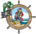 Vector Pirate in Ships Steering Wheel Design